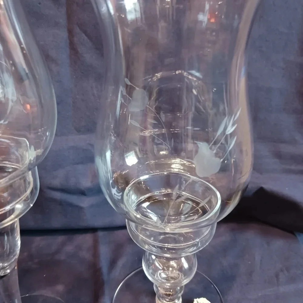 Princess house heritage pillar candle holder hurricane lamps lot of 2